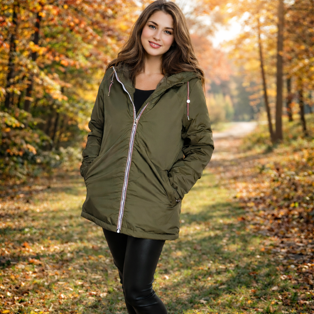 LAURA JO - Imperméable fourré mi-long (Kaki)