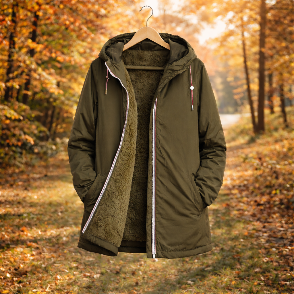 LAURA JO - Imperméable fourré mi-long (Kaki)