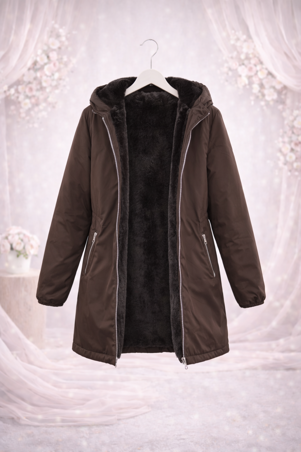 LAURA JO - Imperméable fourré long (Marron)