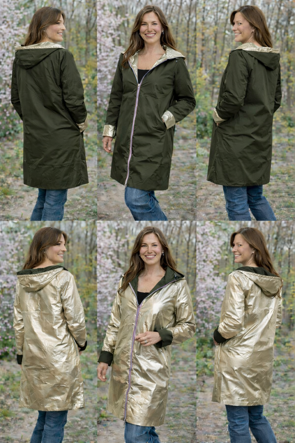 LAURA JO - Imperméable réversible long (Kaki)