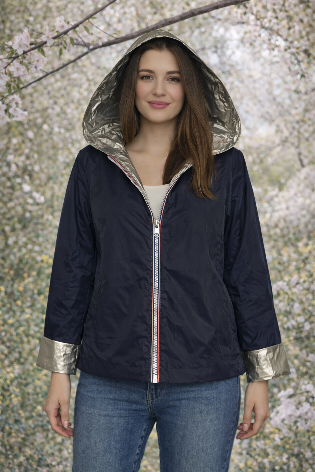 LAURA JO - Imperméable réversible court (Bleu)