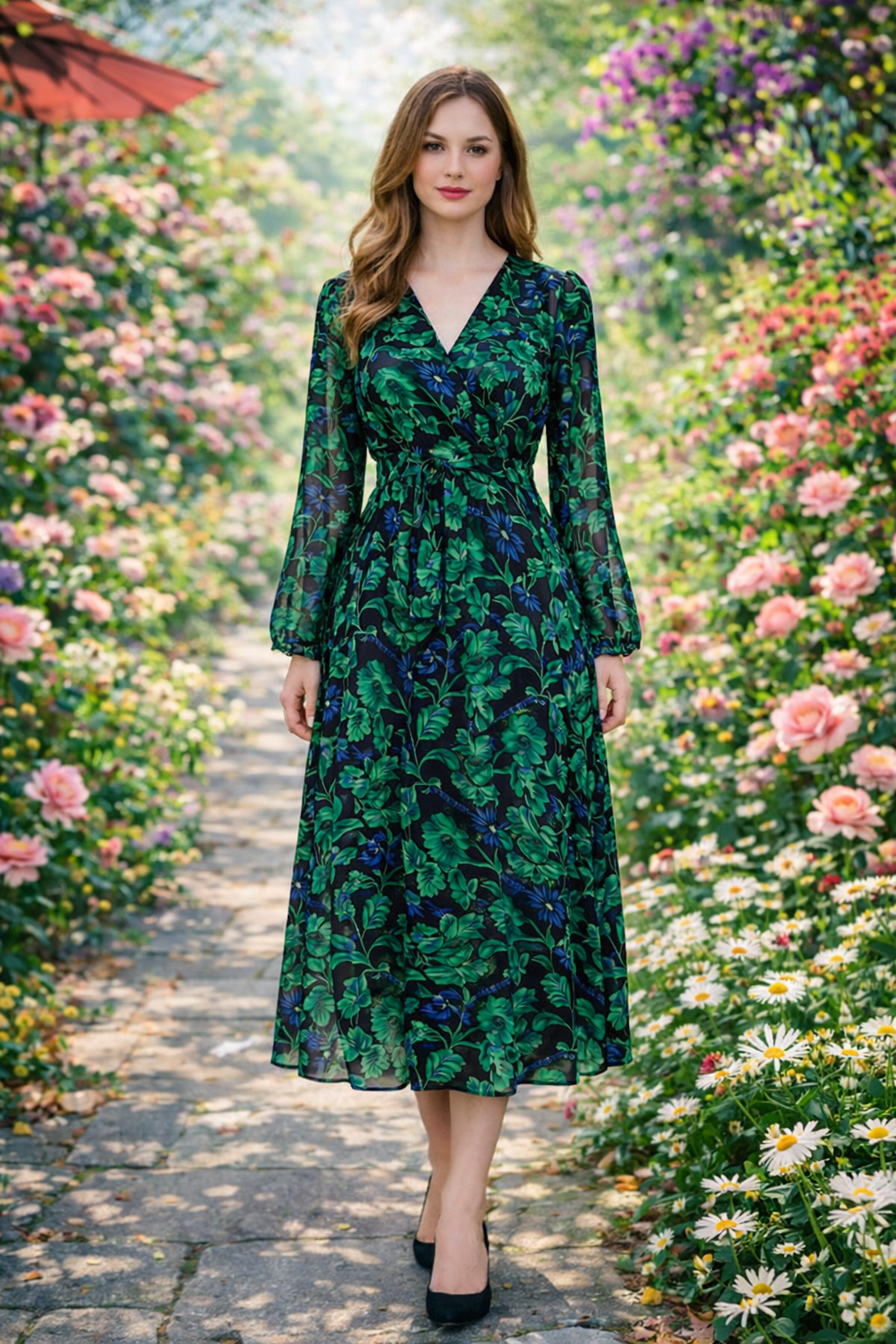 Robe fleuri verte