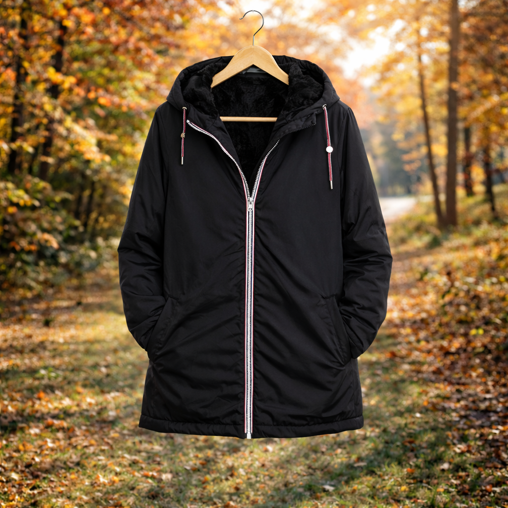 LAURA JO - Imperméable fourré mi-long (Noir)