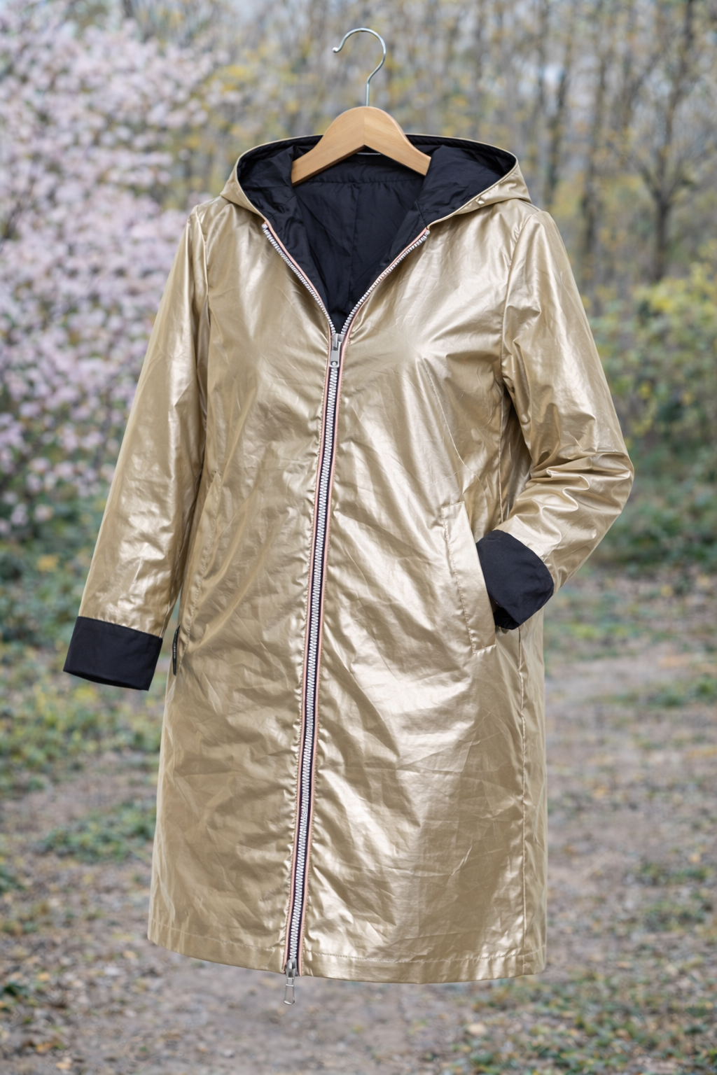 LAURA JO - Imperméable réversible long (Bleu)