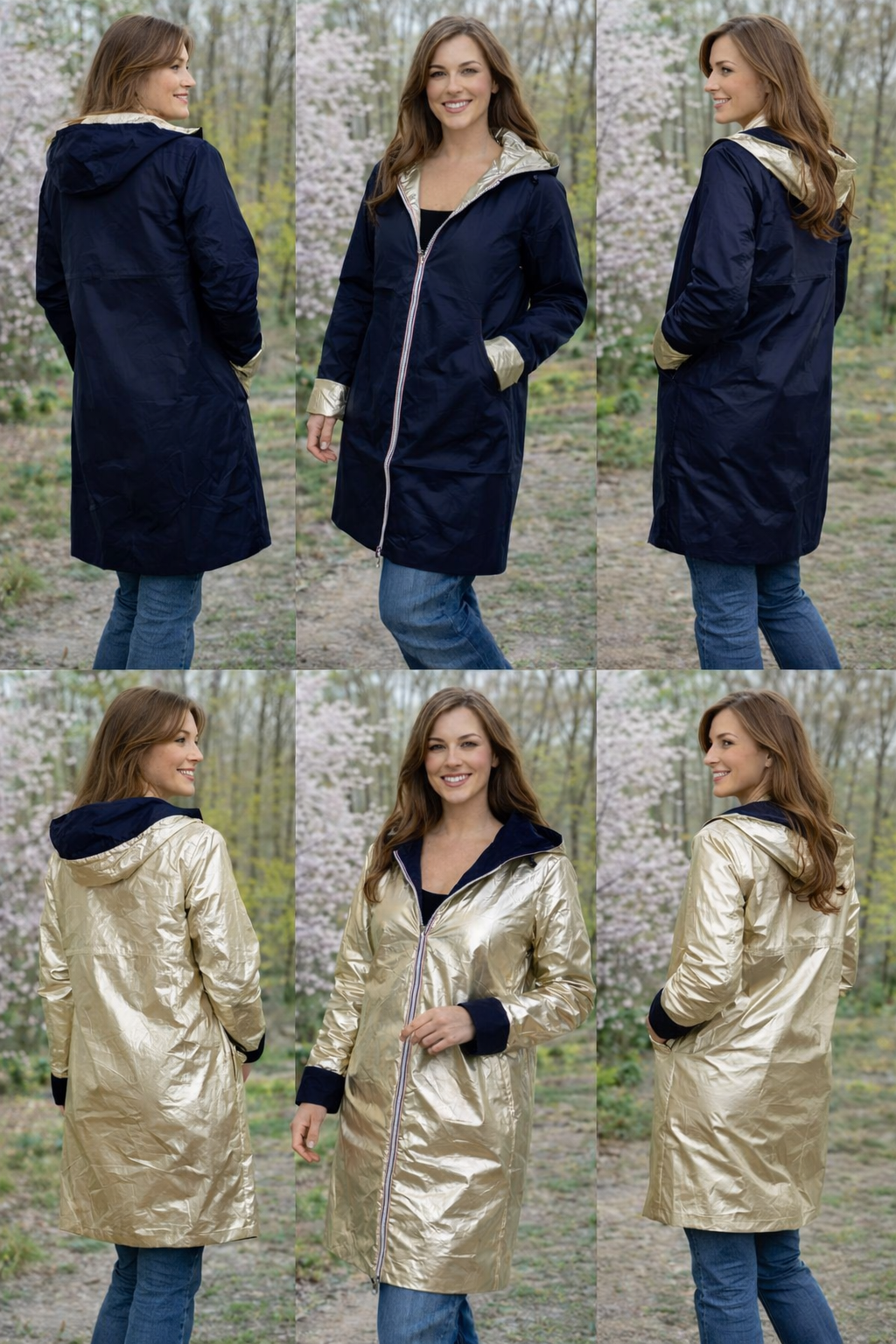 LAURA JO - Imperméable réversible long (Bleu)