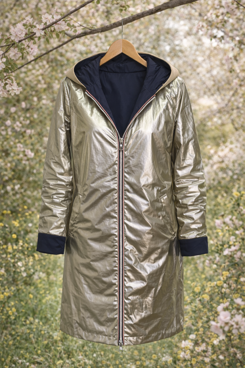 LAURA JO - Imperméable réversible long (Bleu)