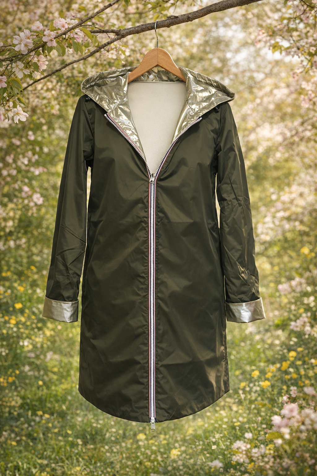 LAURA JO - Imperméable réversible long (Kaki)