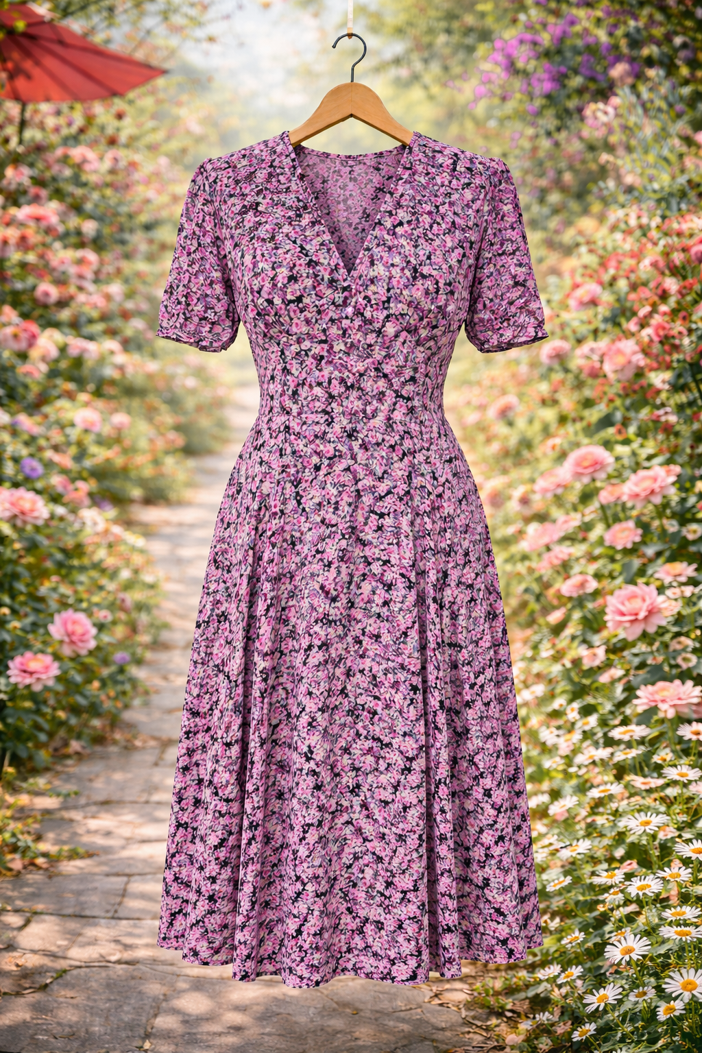 Robe fleuri rose