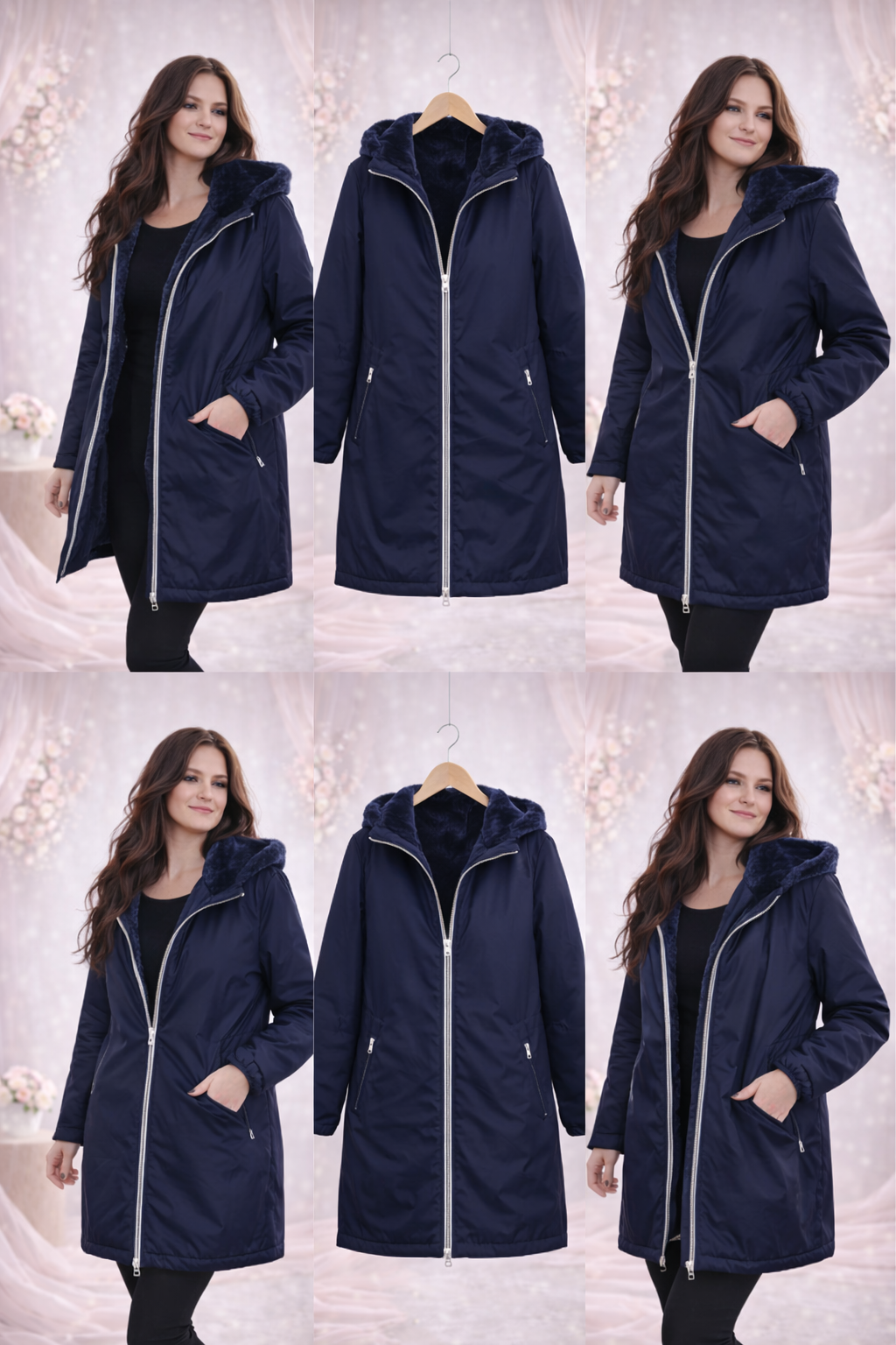 LAURA JO - Imperméable fourré long (Bleu)