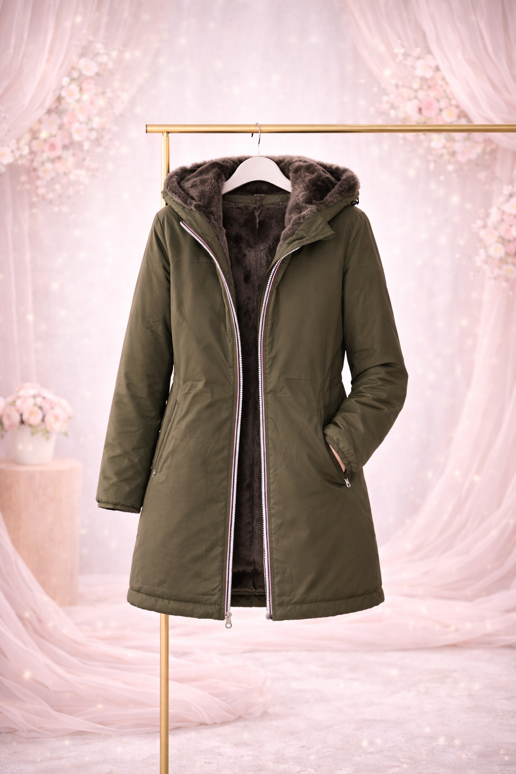 LAURA JO - Imperméable fourré long (Kaki)