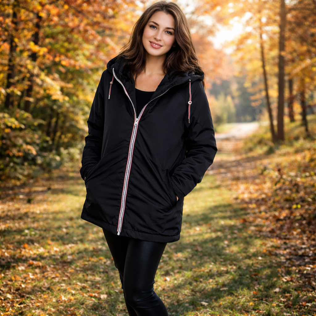 LAURA JO - Imperméable fourré mi-long (Noir)