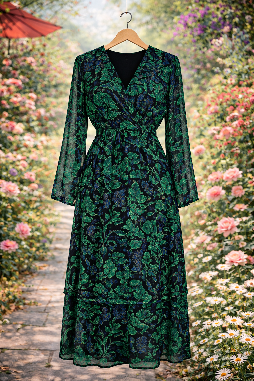 Robe fleuri verte