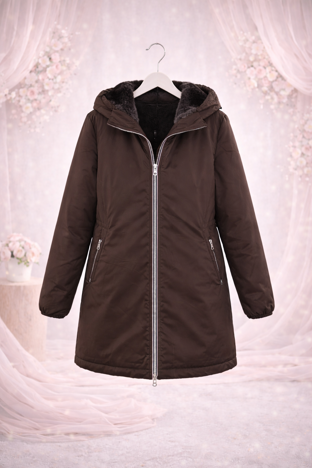 LAURA JO - Imperméable fourré long (Marron)