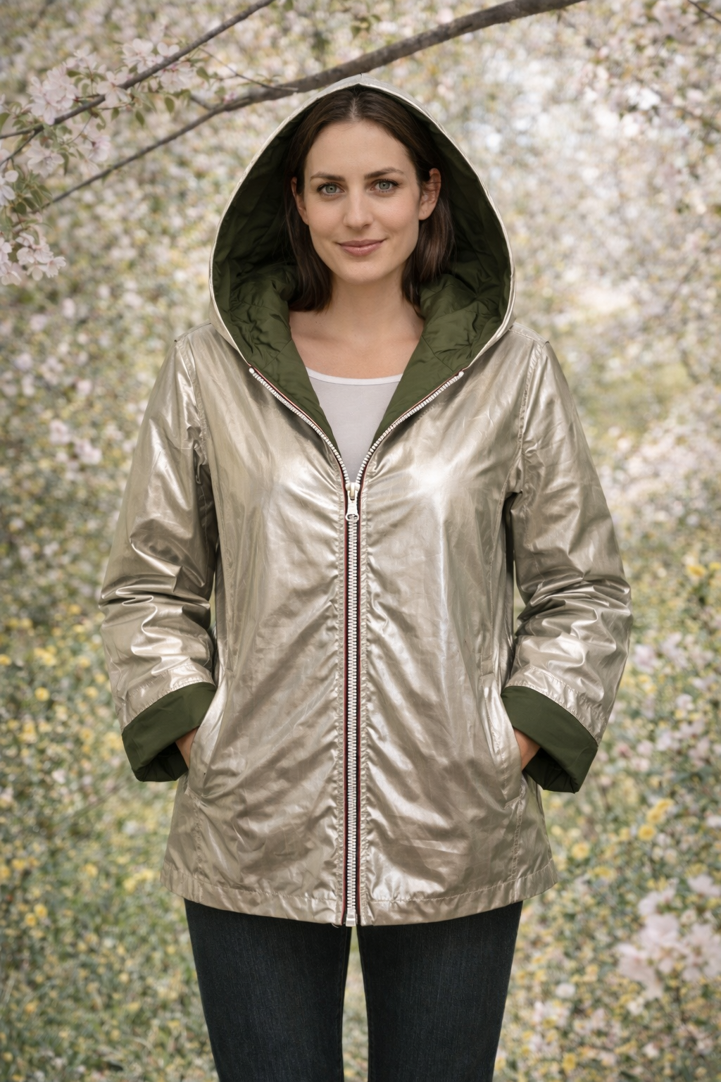LAURA JO - Imperméable réversible court (Kaki)