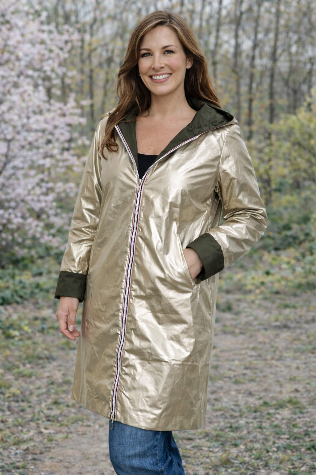 LAURA JO - Imperméable réversible long (Kaki)
