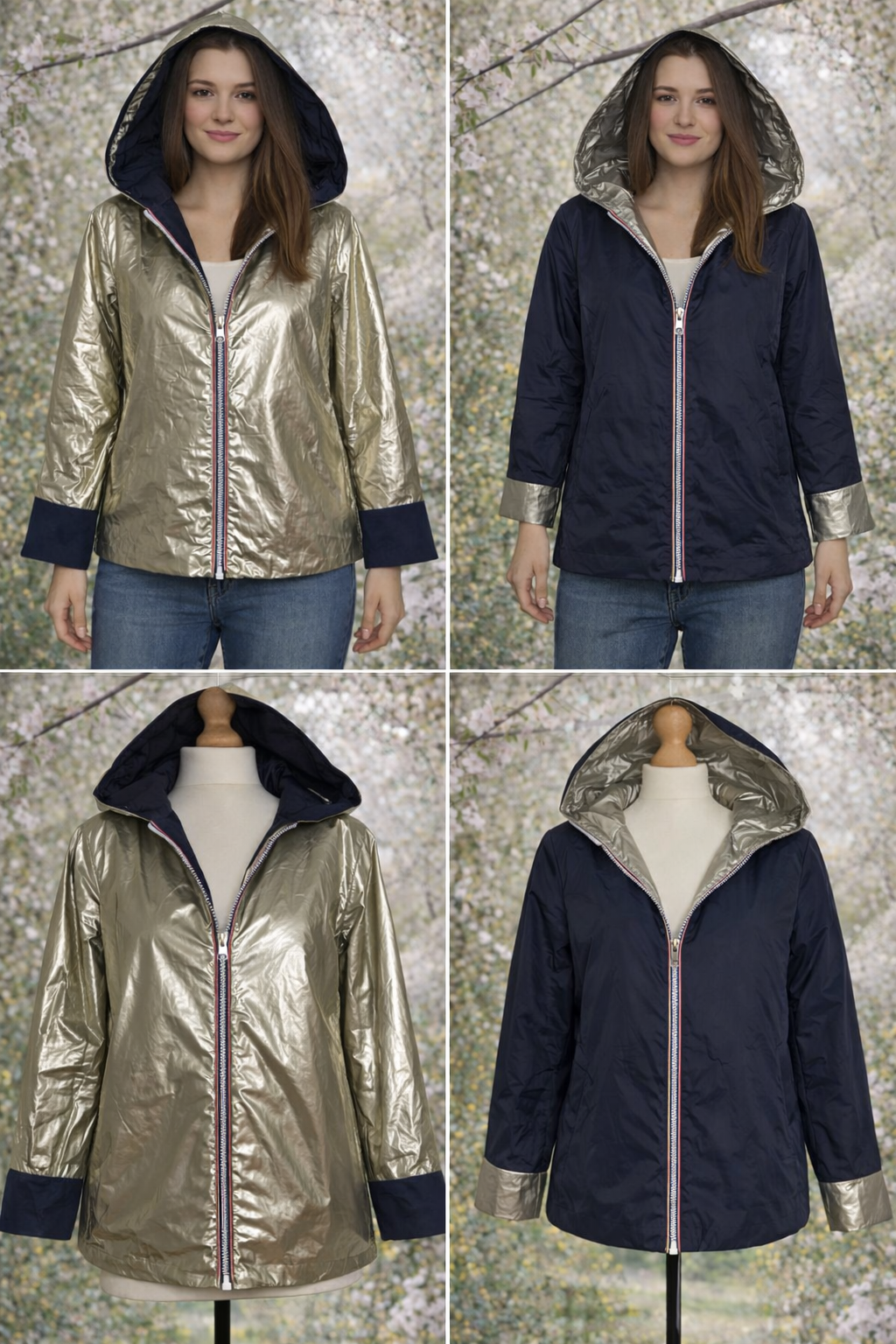 LAURA JO - Imperméable réversible court (Bleu)