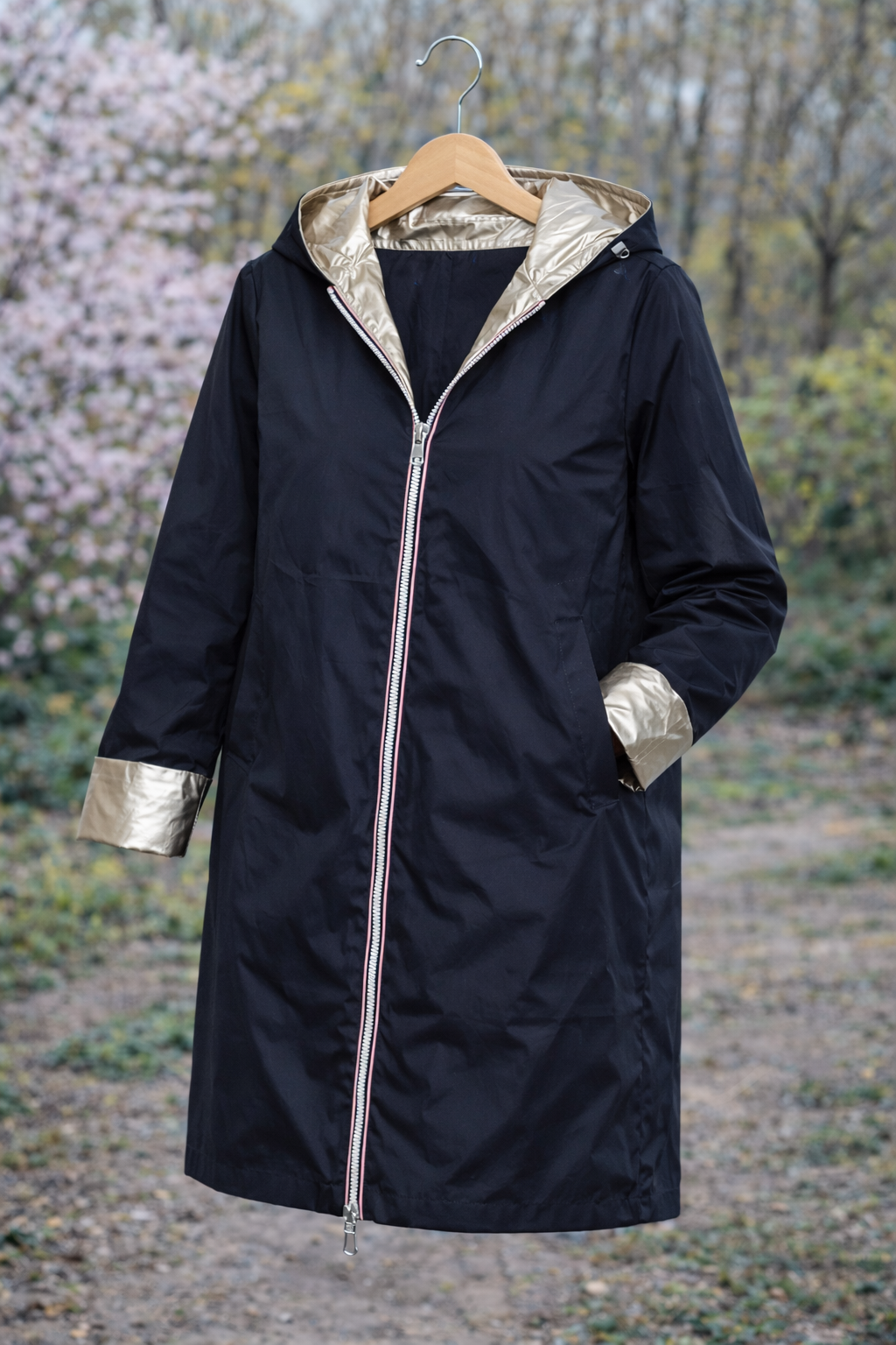 LAURA JO - Imperméable réversible long (Bleu)