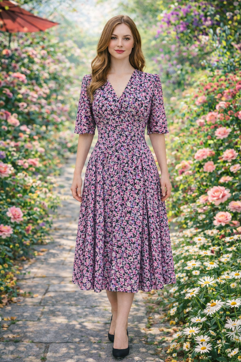 Robe fleuri rose